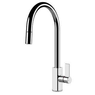 Gessi Monaco keukenmengkraan met gebogen uitloop en uittrekbare handdouche Chroom