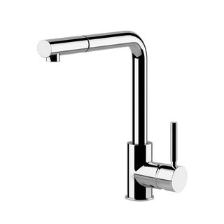 Gessi Neutron keukenmengkraan met L-uitloop en uittrekbare handdouche Chroom