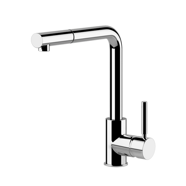 Gessi Neutron keukenmengkraan met L-uitloop en uittrekbare handdouche Chroom