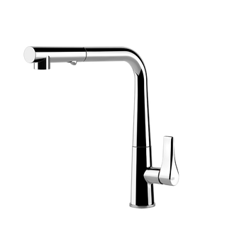 Gessi Proton keukenmengkraan met L-uitloop en uittrekbare 2-straals handdouche Chroom