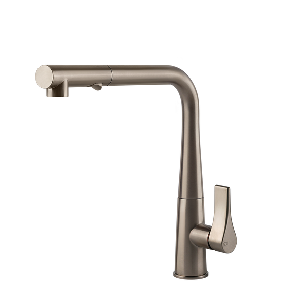 Gessi Proton keukenmengkraan met L-uitloop en uittrekbare 2-straals handdouche Finox
