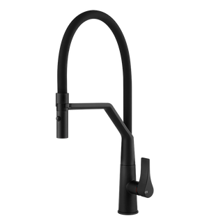 Gessi Proton semi-professionele keukenmengkraan met uittrekbare 2-straals handdouche Mat Zwart