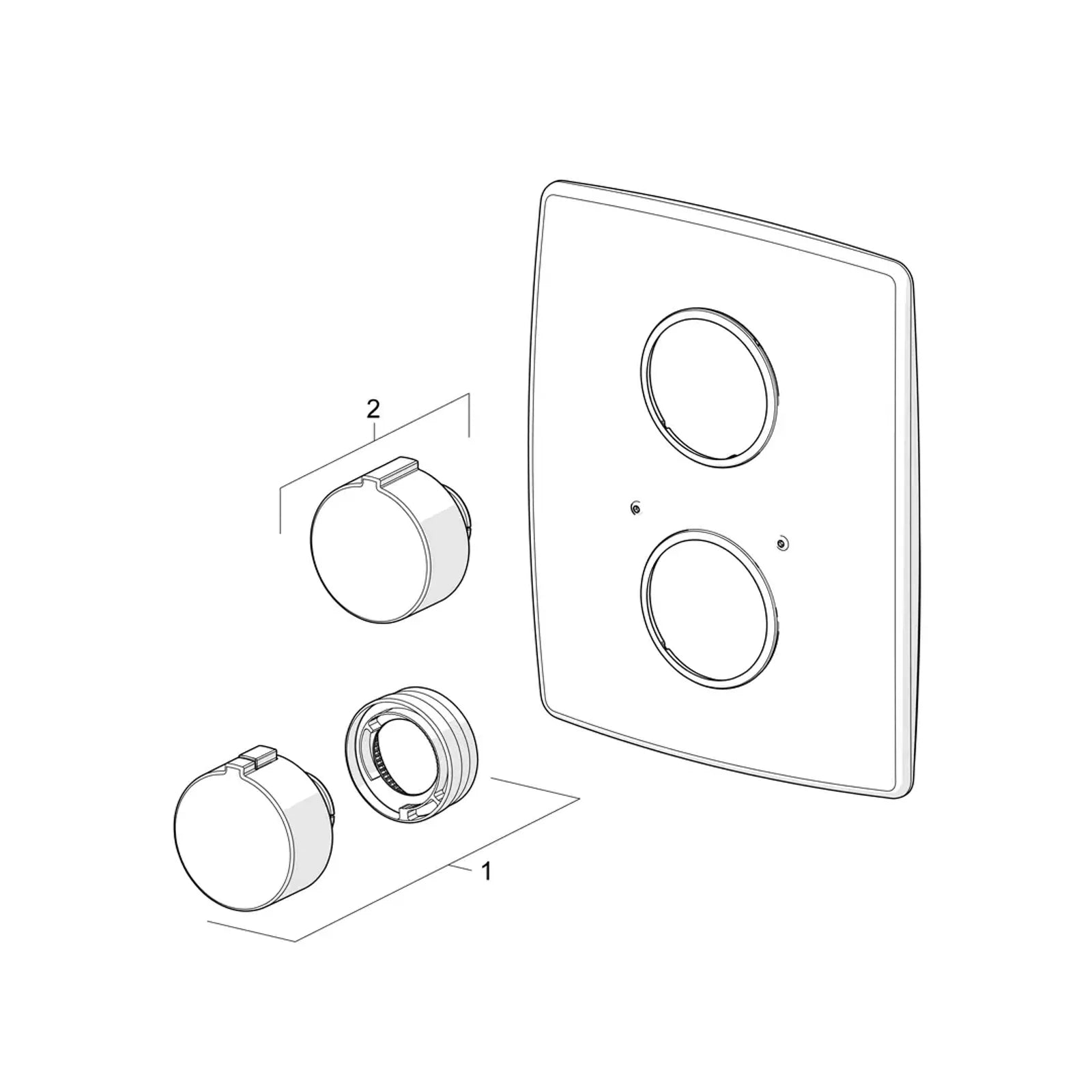 Oras Cubista Afwerkset inbouw thermostatische douchekraan Chroom onderdelentekening