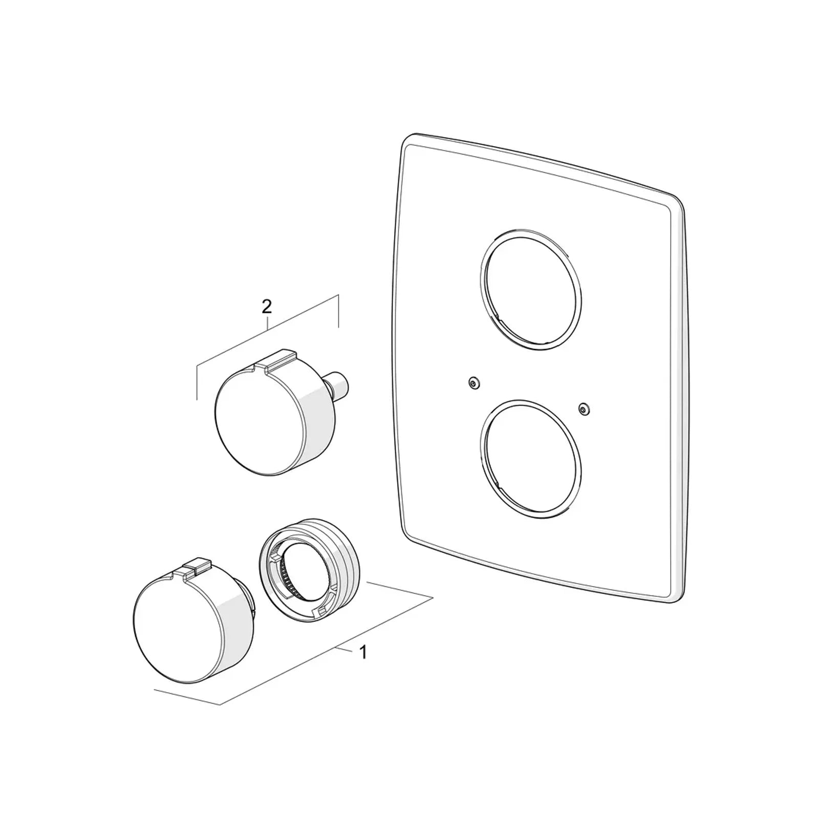Oras Cubista Afwerkset inbouw thermostatische bad- en douchekraan Chroom onderdelentekening