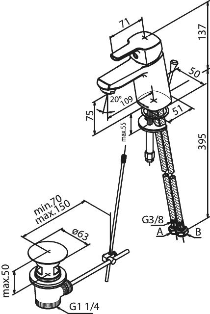 Damixa Pine Wastafelmengkraan trekwaste