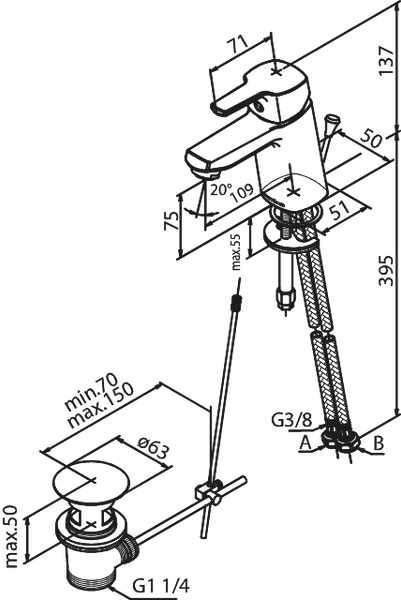 Damixa Pine Wastafelmengkraan trekwaste
