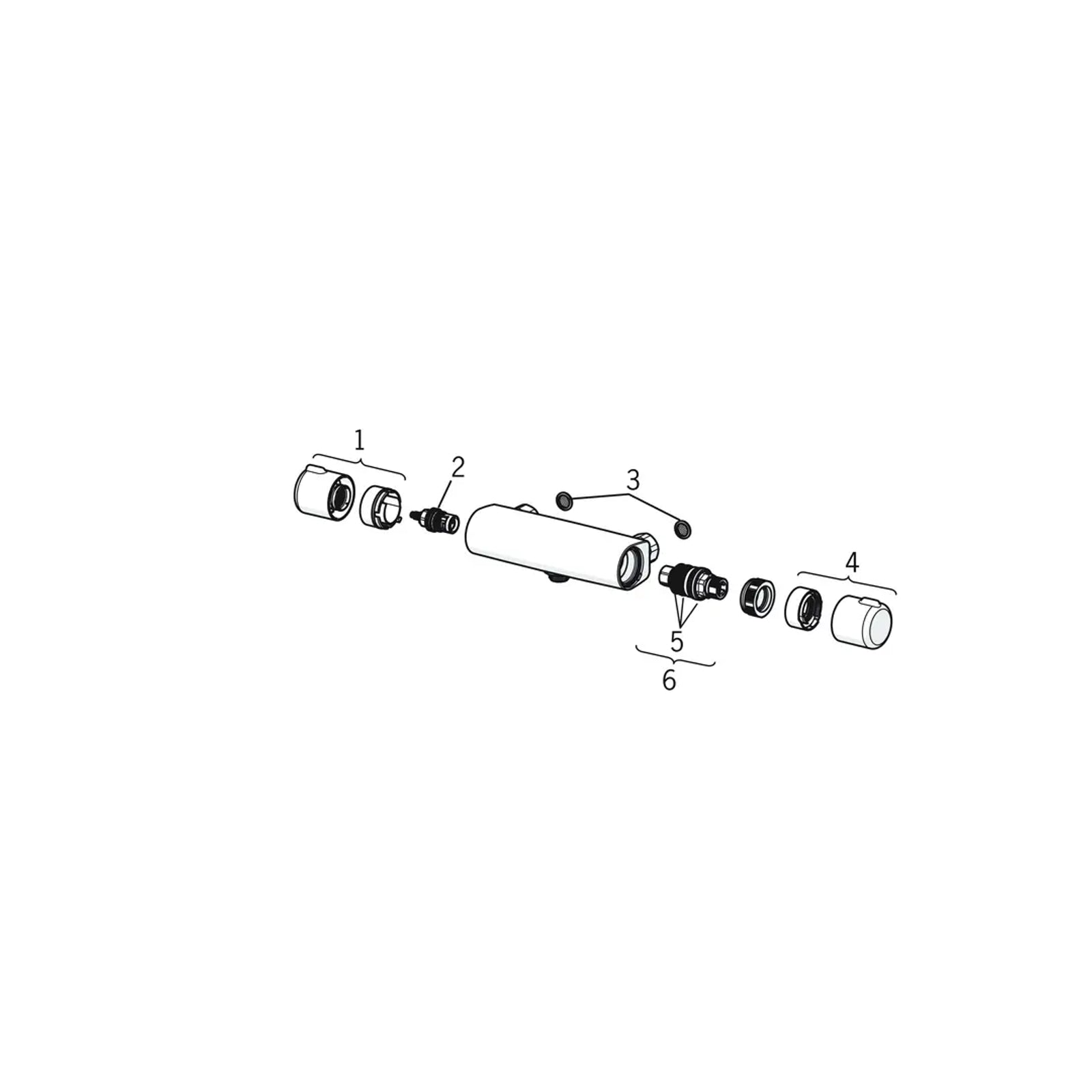 Oras Nova Thermostatische douchekraan Chroom onderdelentekening