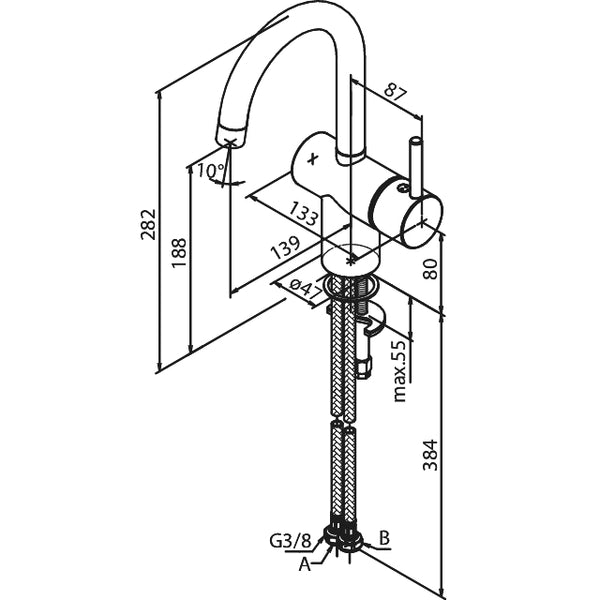 Damixa Osier/Merkur washbasin tap high