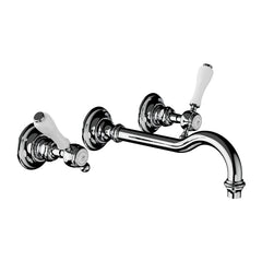 Horus Victoria 3-gats wand wastafelmengkraan met porseleinen hendels, opbouw, uitloop 228 mm 19.273