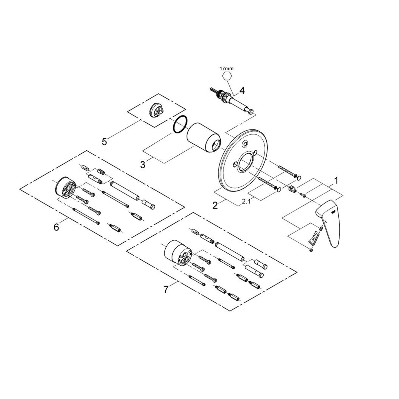 Grohe Onderdelen Eurodisc Badmengkraan 19548001