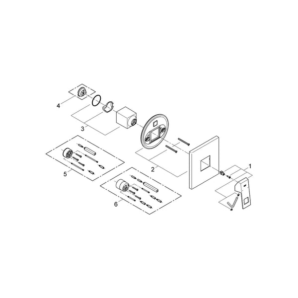 Grohe onderdelen Eurocube Douche Opbouwdeel E 19898000
