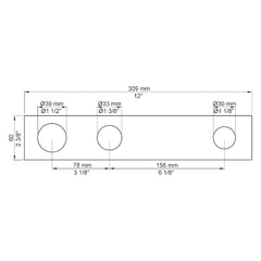 VOLA Afdekplaat 3-gats 231/309 x 60 gaten Ø39-Ø33-Ø30mm 2003K / 2003