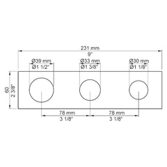 VOLA Afdekplaat 3-gats 231/309 x 60 gaten Ø39-Ø33-Ø30mm 2003K / 2003