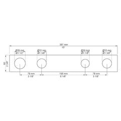VOLA Afdekplaat 4-gats 309/387 x 60 gaten Ø39 mm, Ø33 mm, Ø30 mm en Ø33 mm 2004 / 2004L