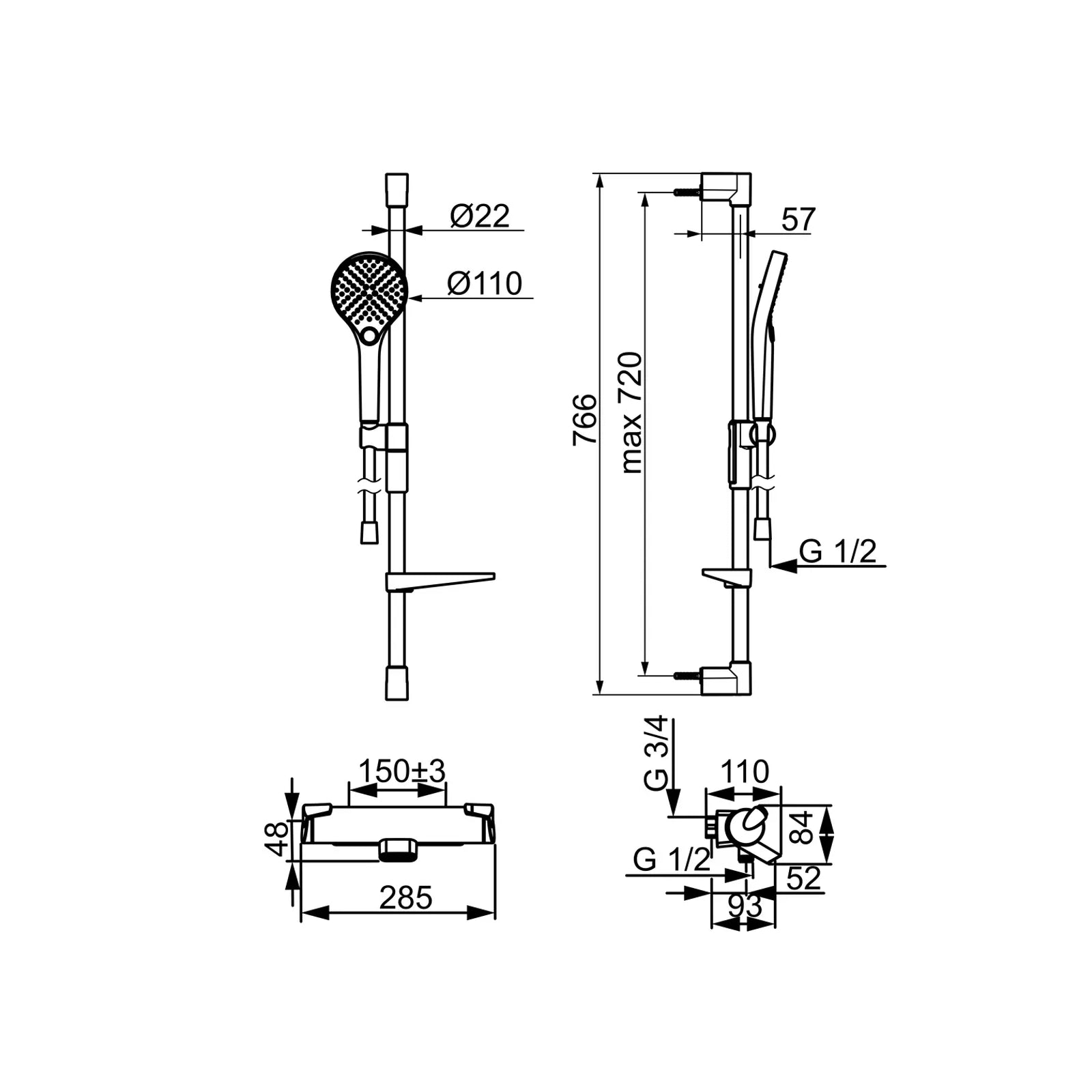 Oras Optima Thermostatische badkraan met doucheset Chroom