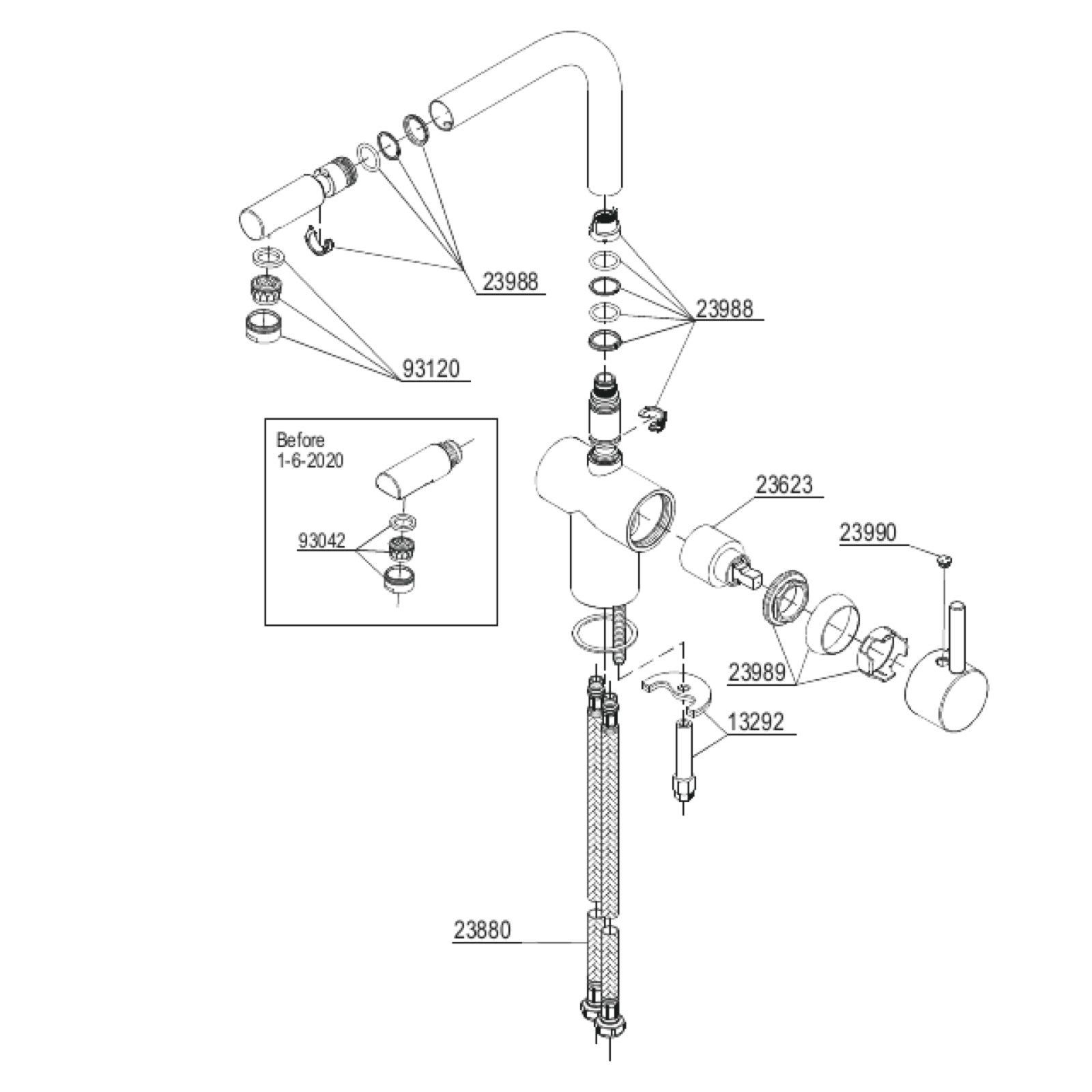 Damixa Spare Parts Osier Kitchen Mixer Tap with L-Spout 18097.00 / 18092.00 / 18097.66 / 18092.66