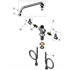 T&S eengatsmengkraan keramisch bovendeel 1/2" 90° uitlooplengte 308mm Chroom