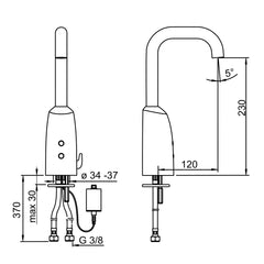 Hansa Hansaelectra fonteinkraan met hoge draaibare uitloop bluetooth 6v batterij Chroom