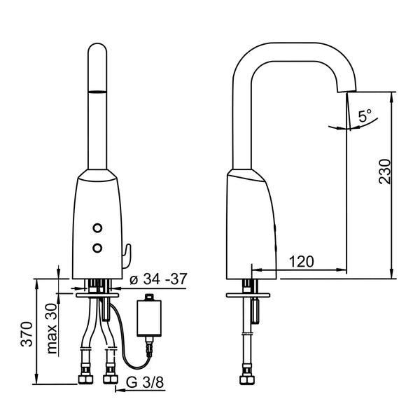 Hansa Hansaelectra fonteinkraan met hoge draaibare uitloop bluetooth 6v batterij Chroom