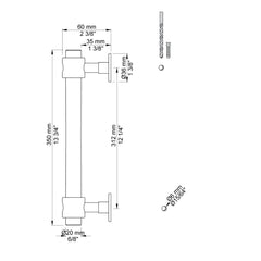 VOLA Handgreep 350 mm voor wandmontage Art. T23