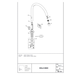 VOLA draaibare uitloop voor bladmontage H-265 S-220mm Ø19 mm 090H