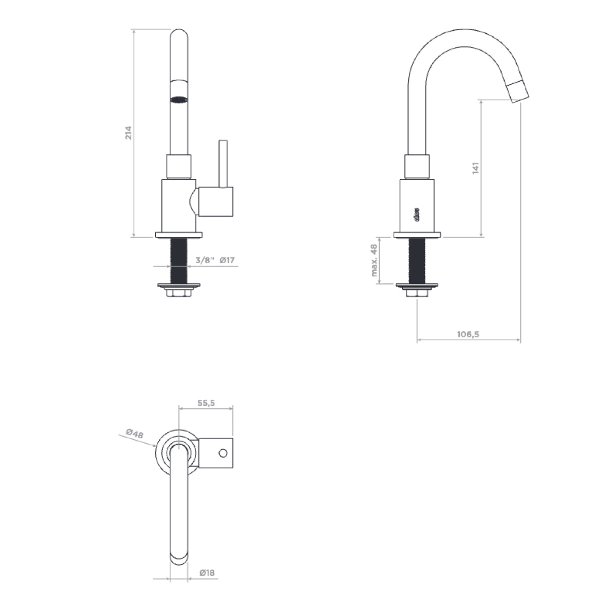 CLOU Freddo 1 Fonteinkraan met draaibare uitloop 106.5mm