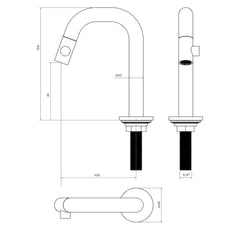 CLOU Kaldur Fonteinkraan 3/8 draad korte 10.6cm uitloop