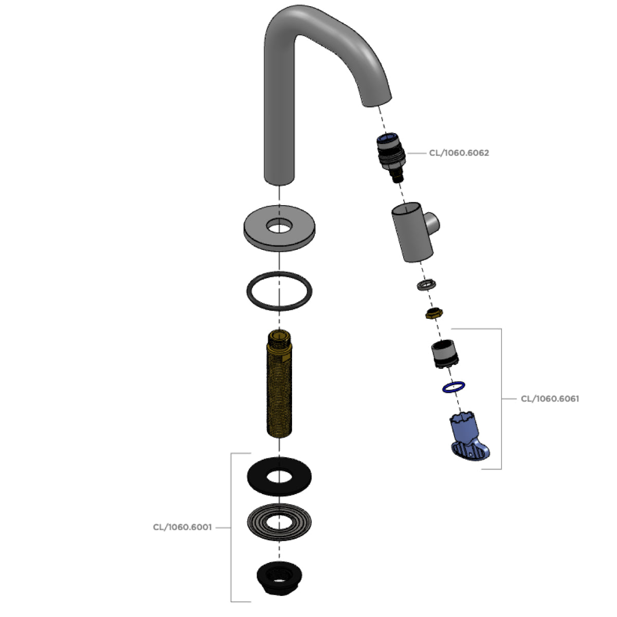 CLOU Kaldur Fonteinkraan 3/8 draad korte 10.6cm uitloop