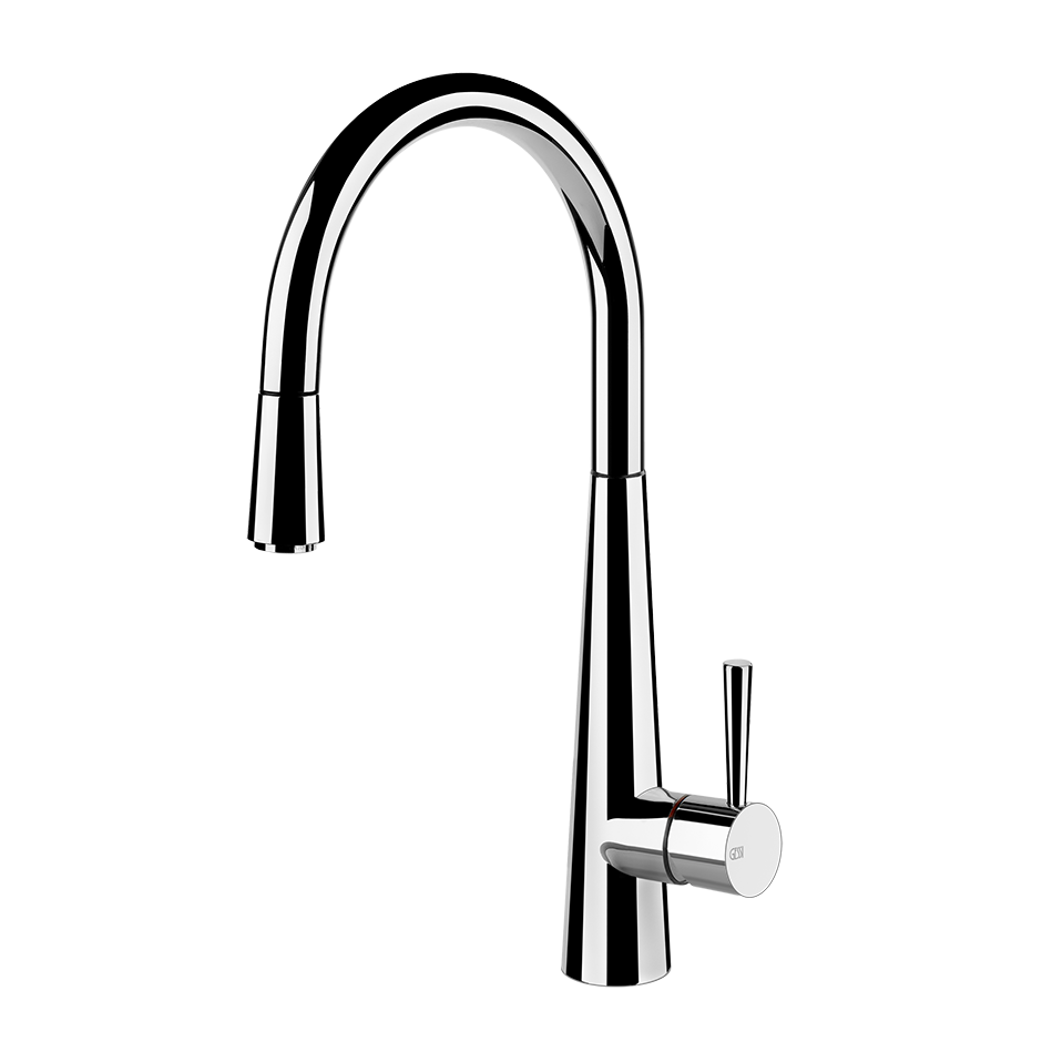Gessi Just keukenmengkraan met gebogen uitloop en uittrekbare handdouche Chroom