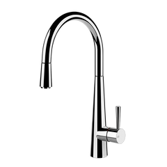 Gessi Just keukenmengkraan met gebogen uitloop en uittrekbare handdouche Chroom