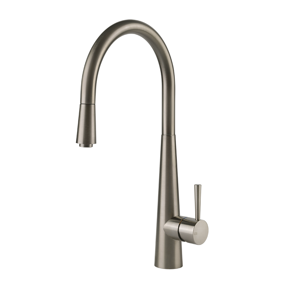 Gessi Just keukenmengkraan met gebogen uitloop en uittrekbare handdouche Finox