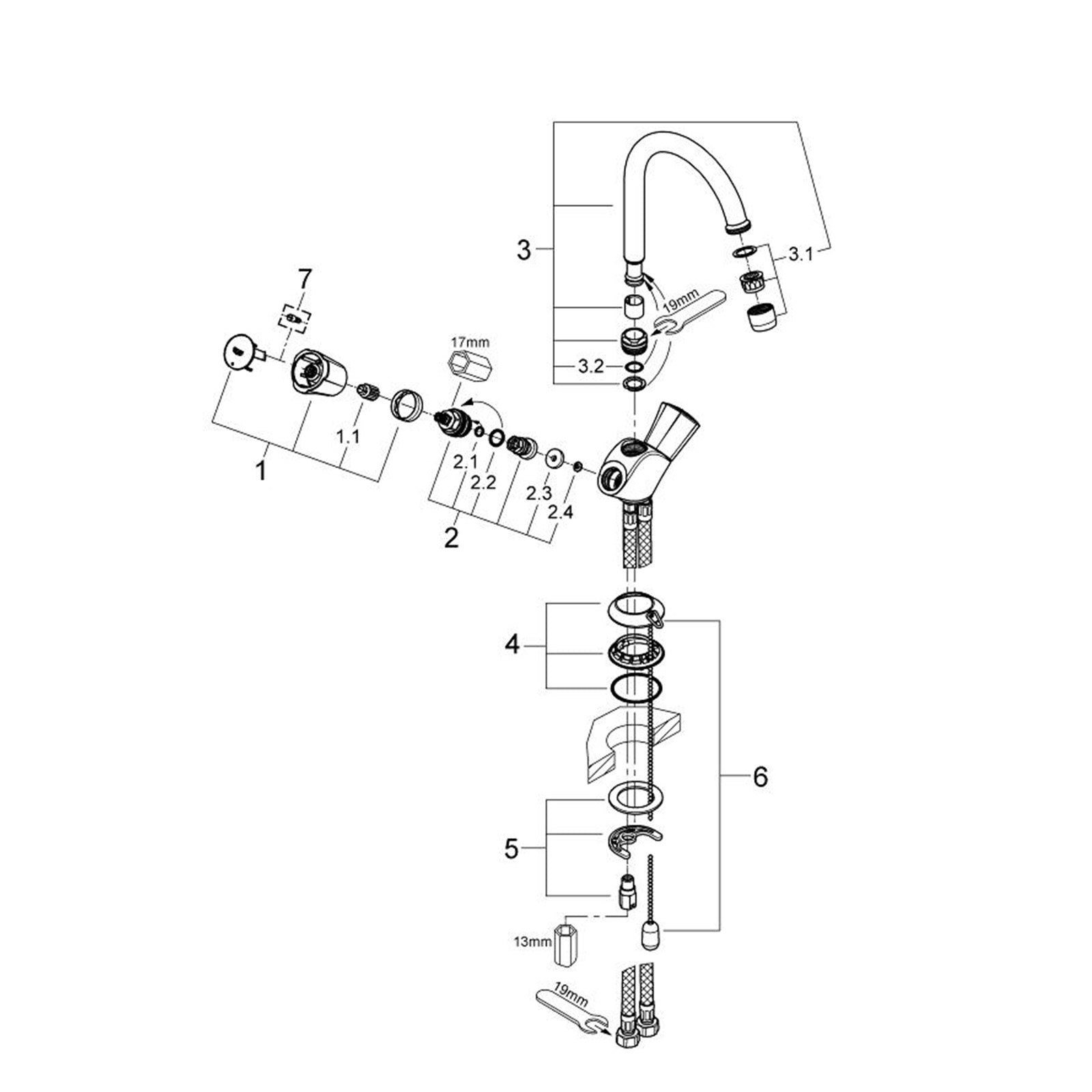 Grohe Onderdelen Costa L Wastafelmengkraan 21337001
