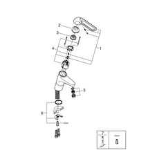 Grohe onderdelen Euroeco Special Wmk Hoog Gl.Body Open Hndl 160 Mm 57 L 23293000