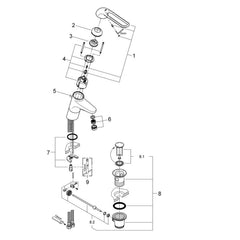 Grohe onderdelen Euroeco Special Wmk Hoog Waste Open Hndl 160 Mm 57 L 23294000