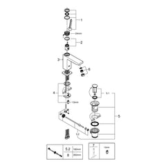 Grohe Onderdelen Eurocube Joy M-Size Wastafelmengkraan M/Waste