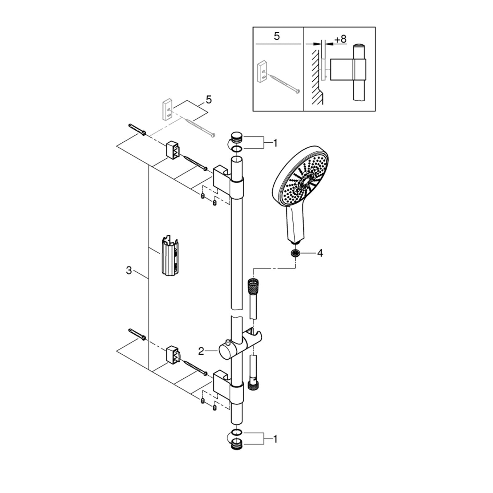 Grohe onderdelen Power & Soul Cosmopolitan Glijstangset 160/900 Mm 94L/M 27746000
