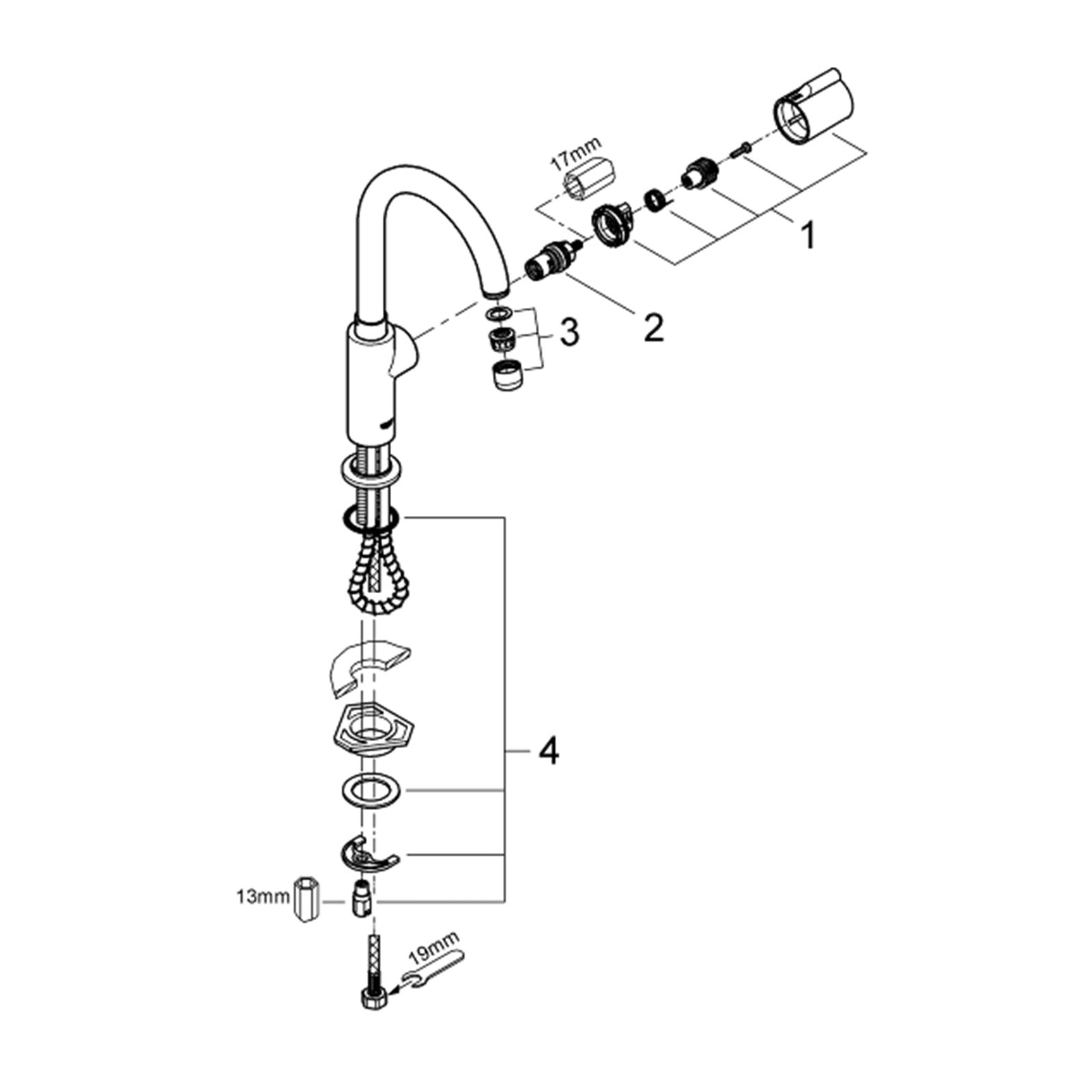 Grohe Spare Parts Kitchen Mixer Tap Red Mono (Separate Tap)