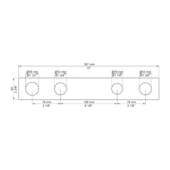 VOLA Afdekplaat 4-gats 387 x 60 gaten Ø36 mm, Ø33 mm, Ø30 mm en Ø33 mm 3004L