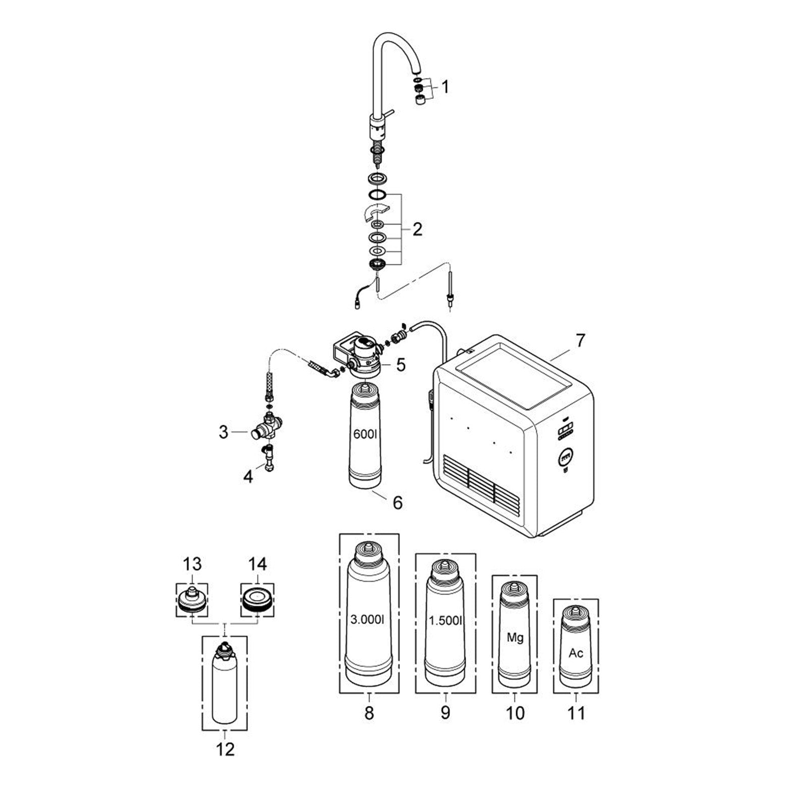 Grohe onderdelen Grohe Blue Mono Pure & Chilled 31384000