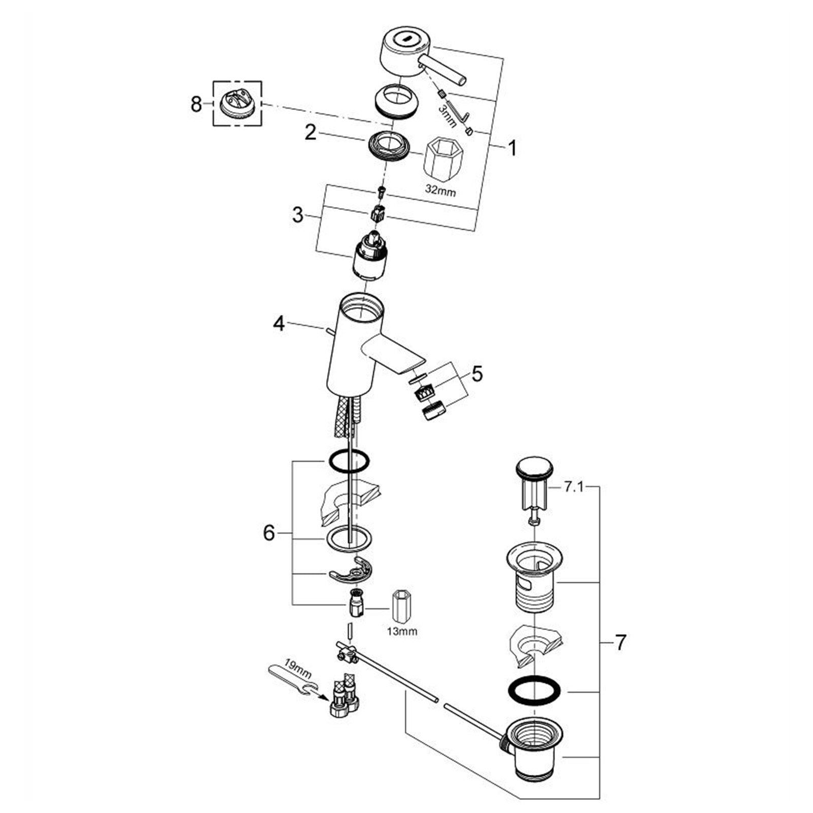 Grohe Spare Parts Concetto Washbasin tap Article number 3220400E