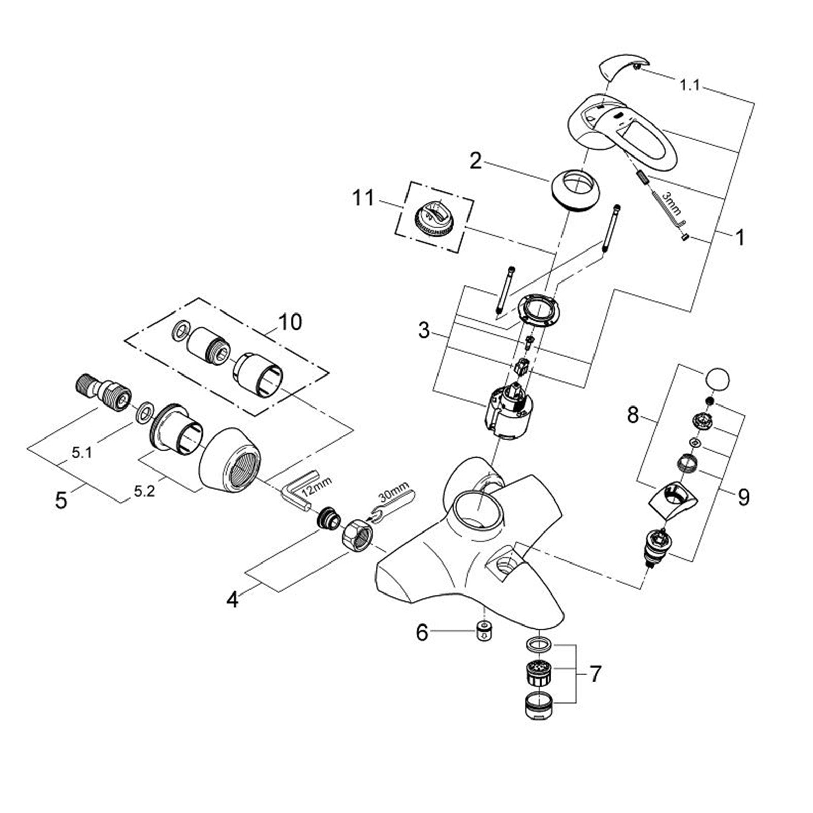 Grohe Parts Chiara Bath Mixer Tap 32306000
