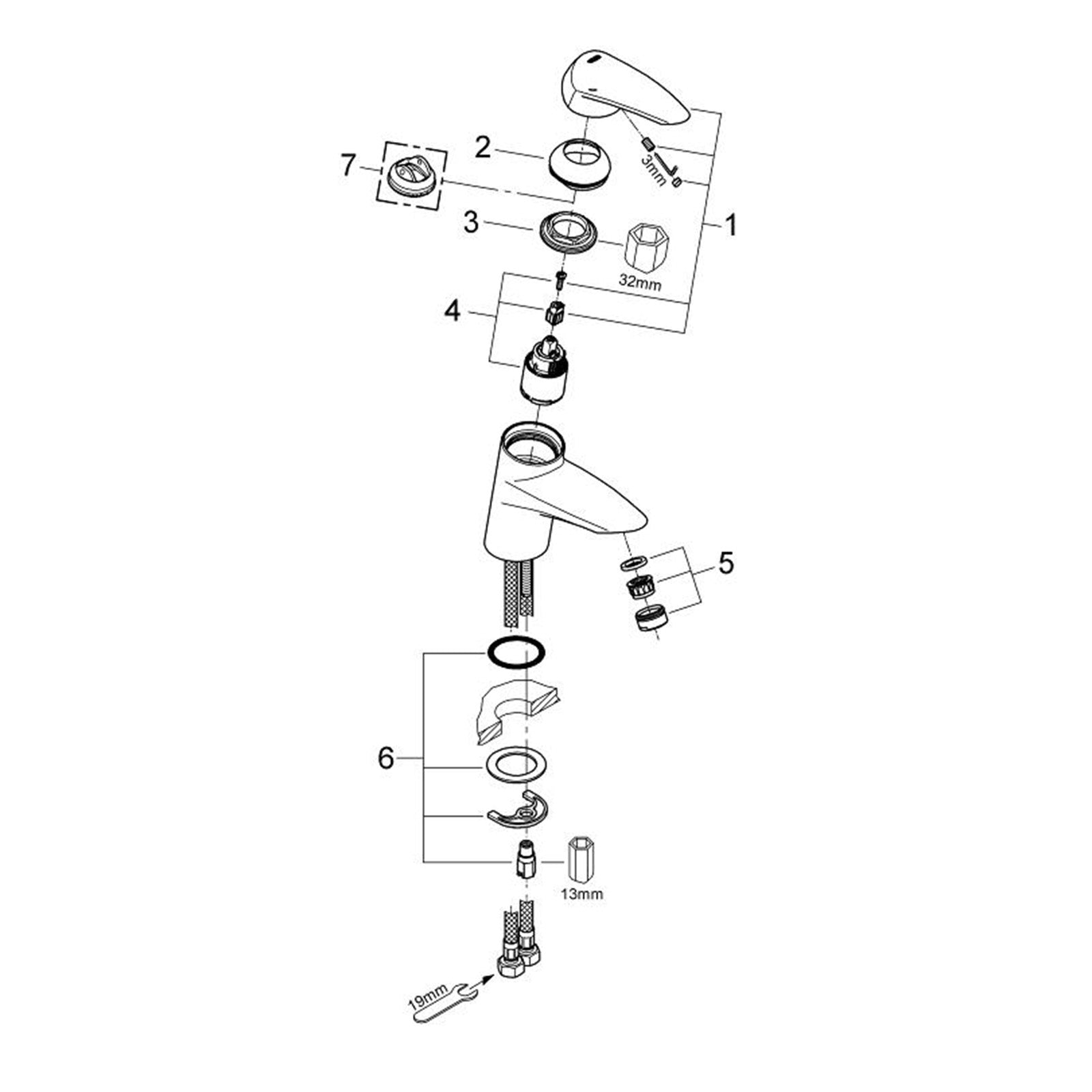 Grohe Onderdelen Eurodisc Wastafelmengkraan 32469001