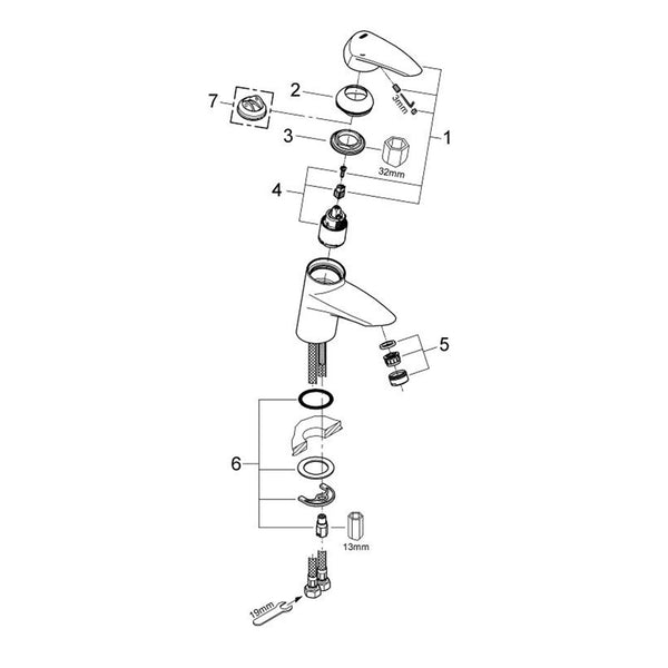 Grohe Onderdelen Eurodisc Wastafelmengkraan 32469001