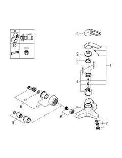 Grohe onderdelen Euroeco Wandmengkraan 32776000