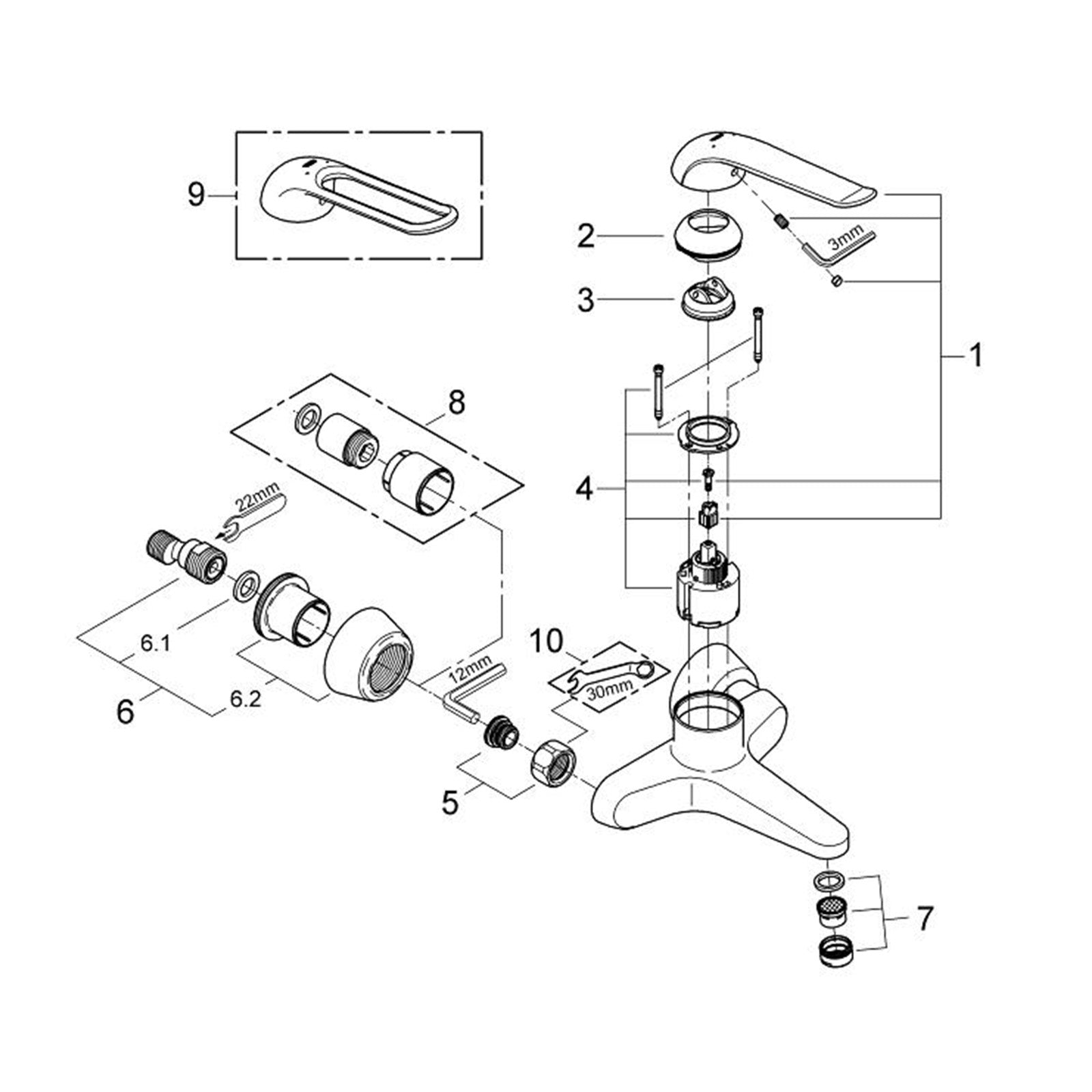 Grohe Onderdelen Euroeco Wastafelkraan Artikelnummer 32778000