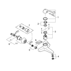 Grohe Onderdelen Euroeco Veiligheids Wandmengkraan M/Kopp.