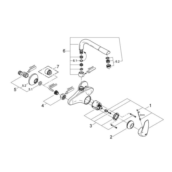 Grohe Onderdelen Eurodisc Keukenmengkraan 33773001