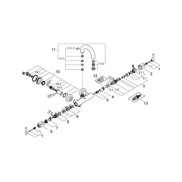 Grohe Spare Parts Atrio Jota Thermostatic Bath Mixer 34062000