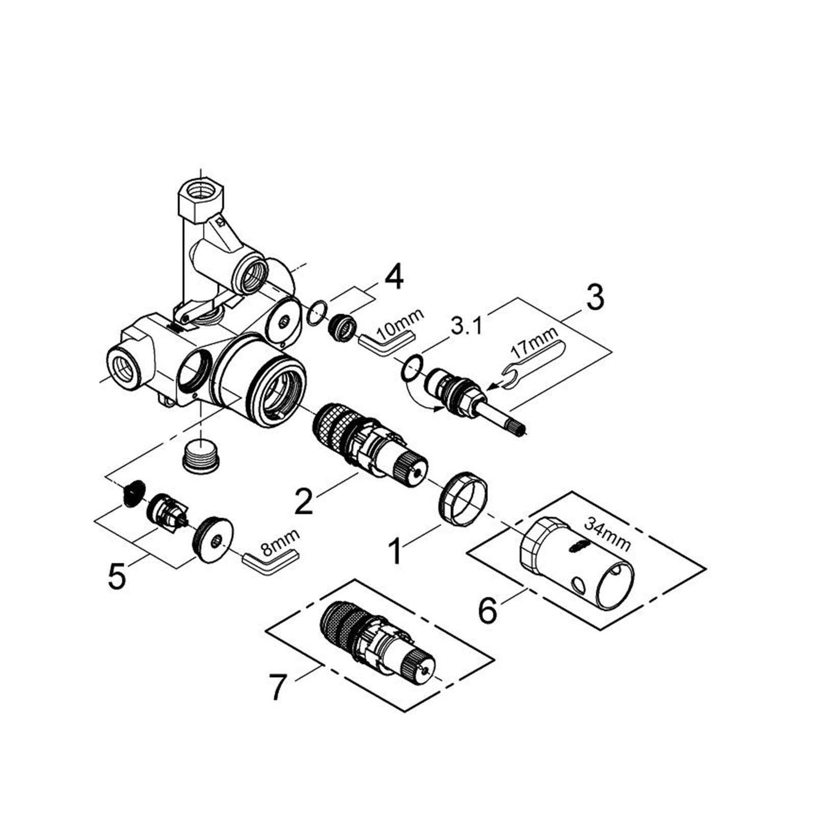 Grohe Onderdelen Inbouwdelen Thermostatische Douchemengkraan 34211000