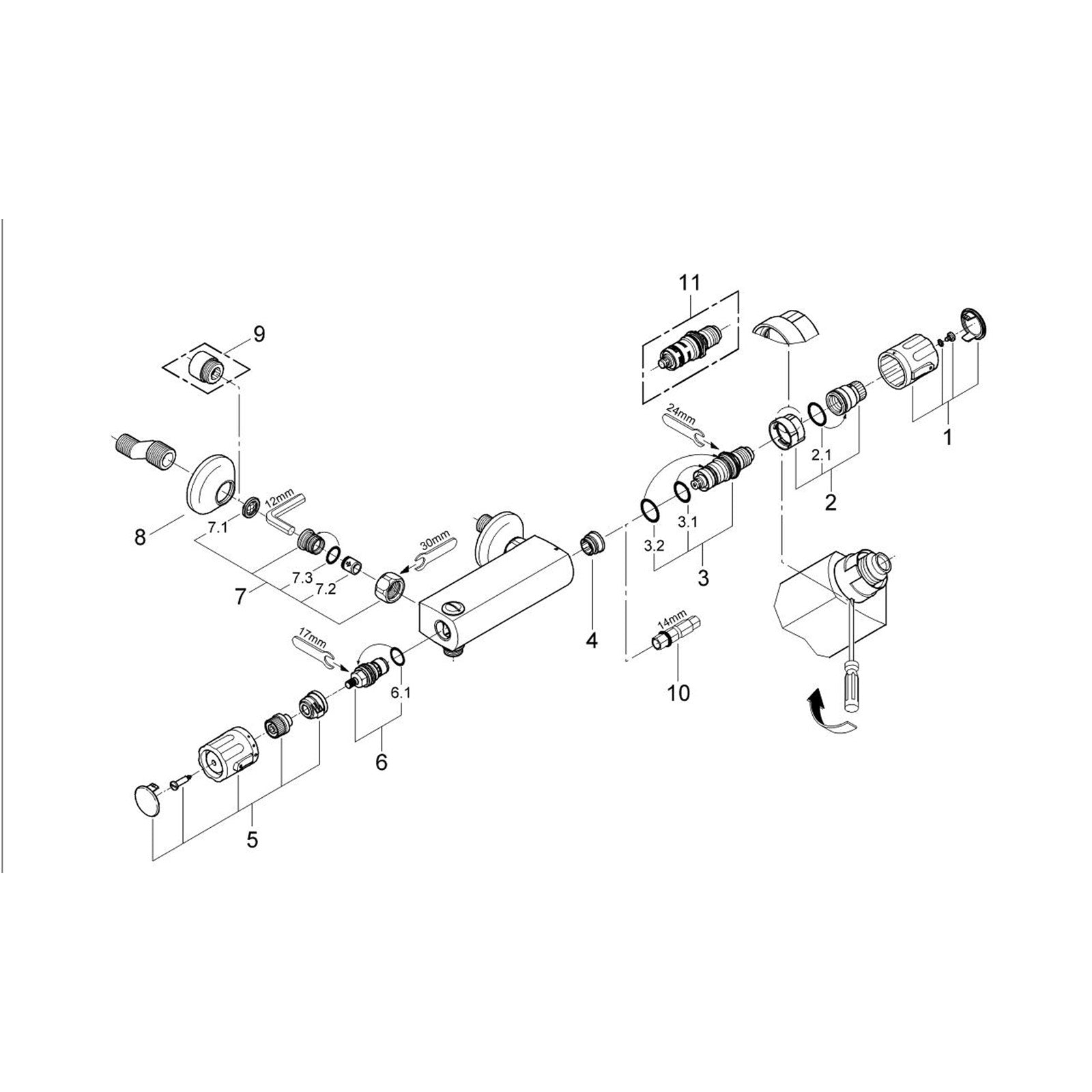 Grohe Parts Automatic 2000 Thermostatic Shower Mixer 34650000